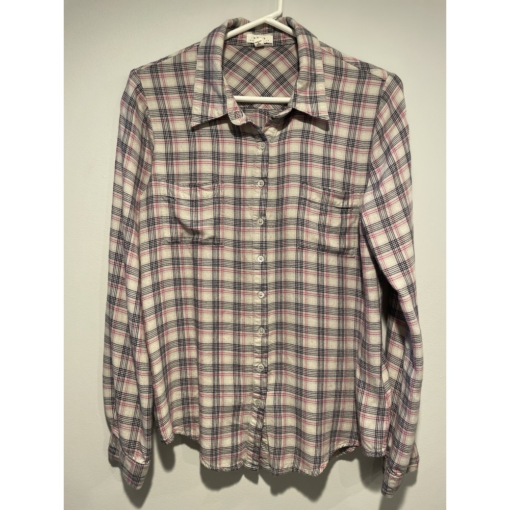 SOFT by Soft JOIE Button Up Plaid Flannel Style Shirt Womens M Soft Top